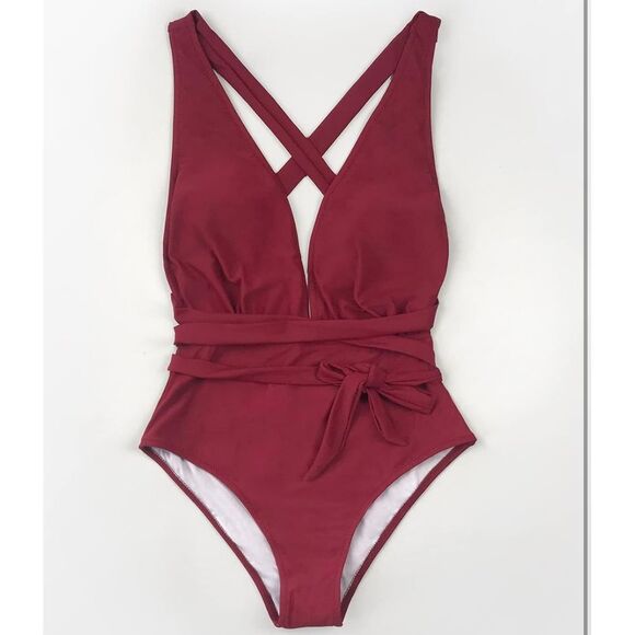 Ailaofu Women's One Piece Swimsuit Slimming Tummy Control Bathing Suit Deep V Neck Up Back Swimwear - View #6